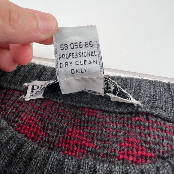 Prima Maglia Vintage Wool Sweater Red Polkadot Gray Women's size Large - Picture 4 of 6